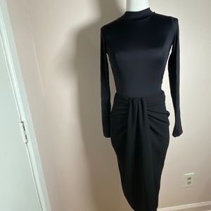 Zara Woman’s Draped MIDI Skirt — Black